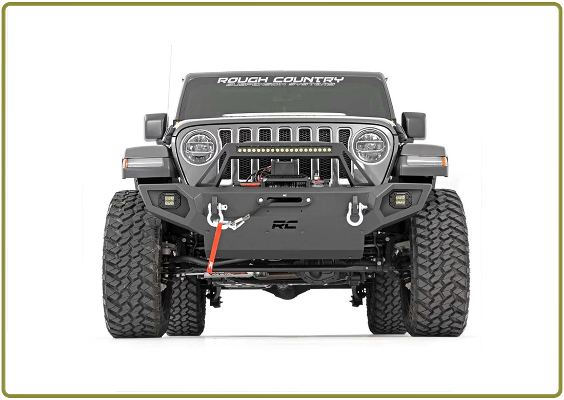 Paraurti anteriore Rough Country Trail Bumper per Jeep Wrangler JK, JL e Gladiator JT dal 2007 in poi